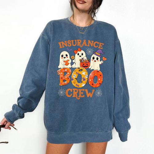 Insurance Boo Crew Halloween Spooky Costume Teacher Comfort Colors Sweatshirt - teacherstshirts.com CA