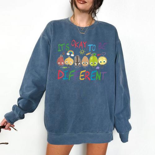 It's Ok To Be Different Apple Teacher Autism Awareness Comfort Colors Sweatshirt - teacherstshirts.com AU