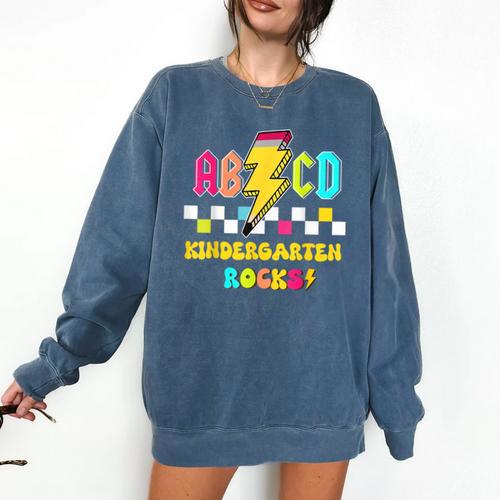 Kindergarten ABCD Rocks Teacher Student Back To School Comfort Colors Sweatshirt - teacherstshirts.com DE