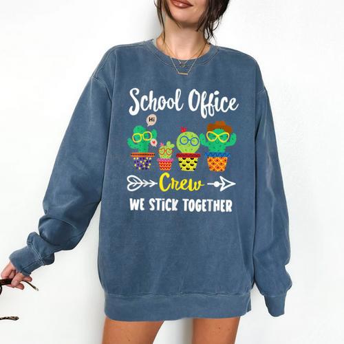 Matching Teacher Back To School School Office Crew Cactus Team School Office Squad Comfort Colors Sweatshirt - teacherstshirts.com