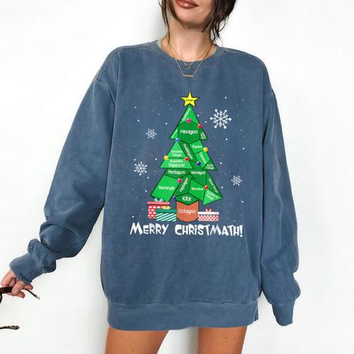 Math Teacher Polygon Christmas Tree Geometry Merry Christmas Comfort Colors Sweatshirt - teacherstshirts.com AU