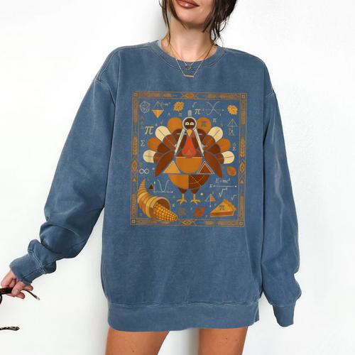 Math Turkey Teacher Thanksgiving Geometric Pi Equation Comfort Colors Sweatshirt - teacherstshirts.com AU