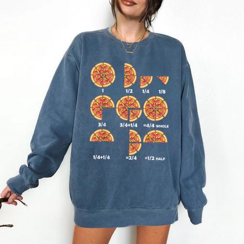 Maths Day Costume Idea Kids Teachers Pizza Slice Fraction Comfort Colors Sweatshirt - teacherstshirts.com CA