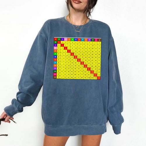 Multiplication Table Chart Math Shirt Teacher Student Outfit For Men Women Girls Kids Comfort Colors Sweatshirt - teacherstshirts.com AU