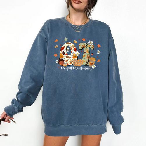 Occupational Therapy Fall Autumn Pumpkin Flower OTA Teacher Comfort Colors Sweatshirt - teacherstshirts.com