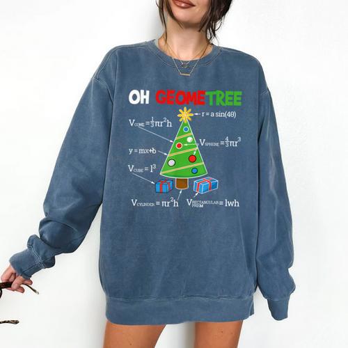 Oh Geometree Christmas Tree Geometry Math Teacher Comfort Colors Sweatshirt - teacherstshirts.com AU