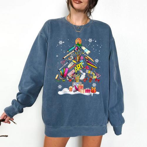 Paintbrush Christmas Tree Decor Xmas For Artist Art Teacher For Men Women Comfort Colors Sweatshirt - teacherstshirts.com AU