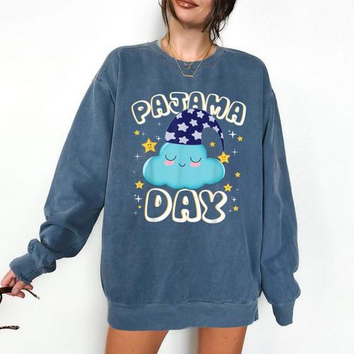 Pajama Day School Spirit Week Fun Cloud Teacher Student Comfort Colors Sweatshirt - teacherstshirts.com UK