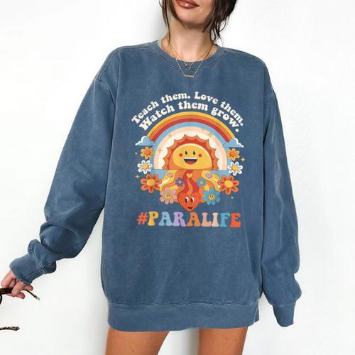 Paraprofessional Para Life Sun Flower Teacher Back To School Comfort Colors Sweatshirt - teacherstshirts.com AU