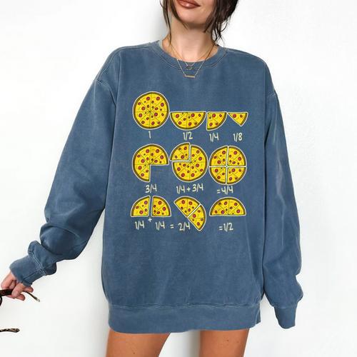 Pizza Salami Cheese Quick Math Fractions Math Teachers For Men Women Girls Kids Comfort Colors Sweatshirt - teacherstshirts.com UK
