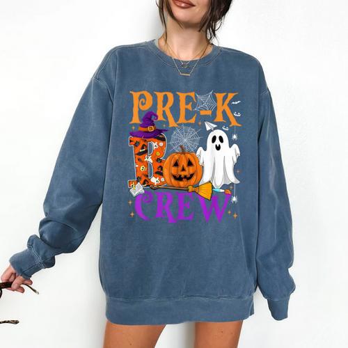 Pre-K Boo Crew Teacher Student Halloween Costume Comfort Colors Sweatshirt - teacherstshirts.com AU