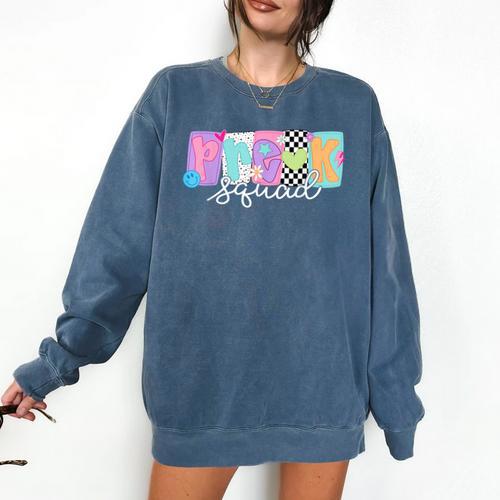 Preschool Squad Team Pre-K Crew Back To School Teacher Comfort Colors Sweatshirt - teacherstshirts.com CA