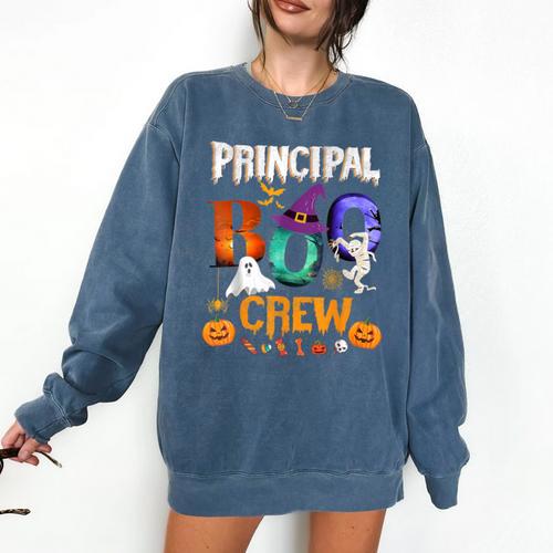 Principal Boo Crew Teacher Student Halloween Costume For Men Women Kids Comfort Colors Sweatshirt - teacherstshirts.com AU