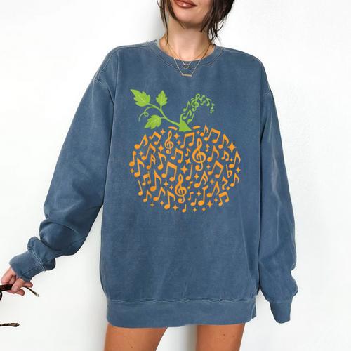 Pumpkin Music Notes Fall Teacher Autumn Halloween Comfort Colors Sweatshirt - teacherstshirts.com UK