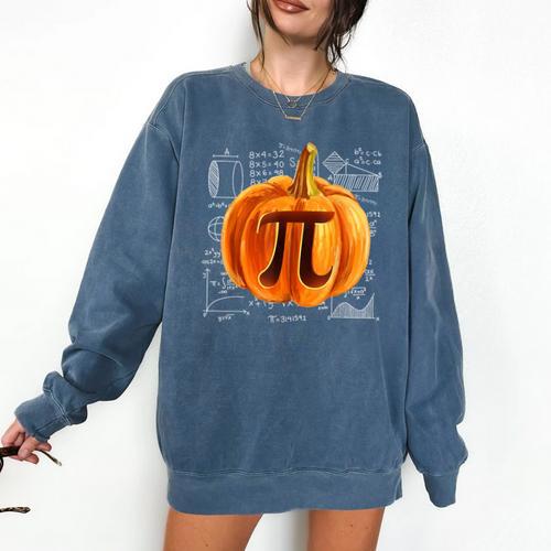 Pumpkin Pie Halloween Thanksgiving Math Teacher Pi Day Comfort Colors Sweatshirt - teacherstshirts.com DE