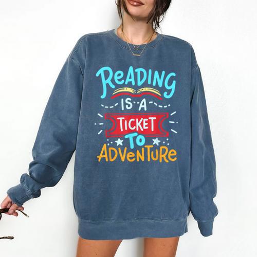 Reading Adventure Library Student Teacher Book Comfort Colors Sweatshirt - teacherstshirts.com