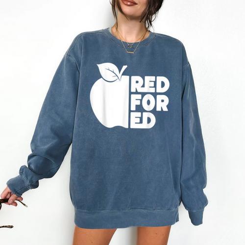 Red For Ed Teacher Support Public Education For Men Women Kids Comfort Colors Sweatshirt - teacherstshirts.com UK
