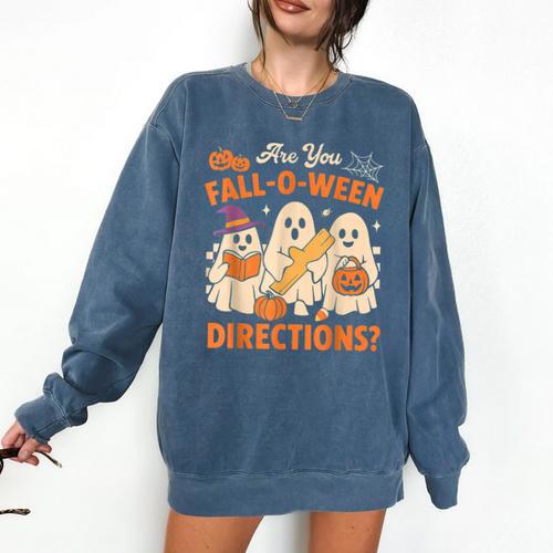 Retro Are You Fall O Ween Directions Ghost Teacher Spooky Comfort Colors Sweatshirt - teacherstshirts.com AU