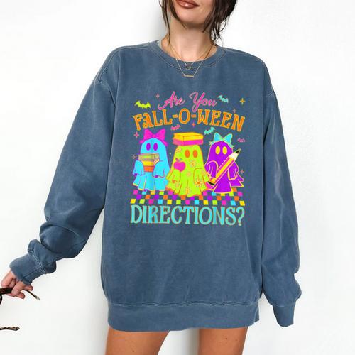 Retro Are You Falloween Direction Teacher Spooky Halloween Comfort Colors Sweatshirt - teacherstshirts.com DE