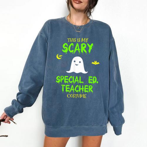 Scary Special Education Ed Teacher Costume Halloween Easy Comfort Colors Sweatshirt - teacherstshirts.com UK