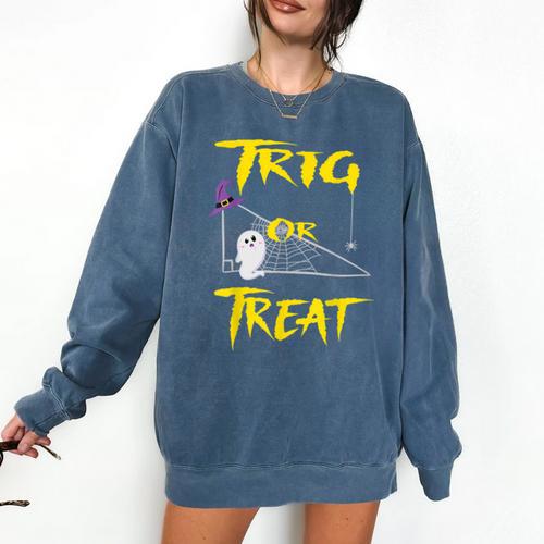 School Math Teacher Halloween 2022 Trig Or Treat Shirt Comfort Colors Sweatshirt - teacherstshirts.com AU