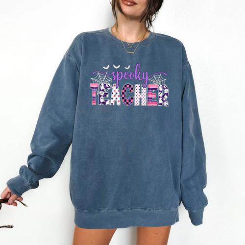 Spooky Teacher Halloween Costume Women Spooky Teacher Comfort Colors Sweatshirt - teacherstshirts.com