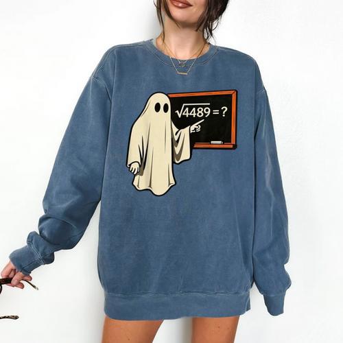 Square Root 67 Ghost Math Teacher 4489 Meme Halloween Comfort Colors Sweatshirt - teacherstshirts.com UK