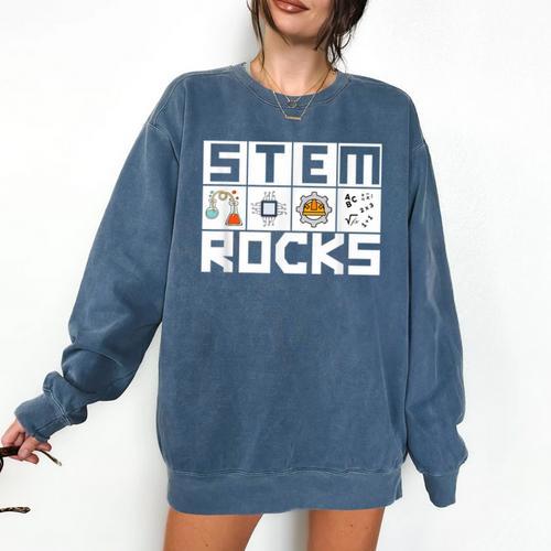 STEM Rocks Science Technology Engineering Math STEM Teacher Comfort Colors Sweatshirt - teacherstshirts.com AU