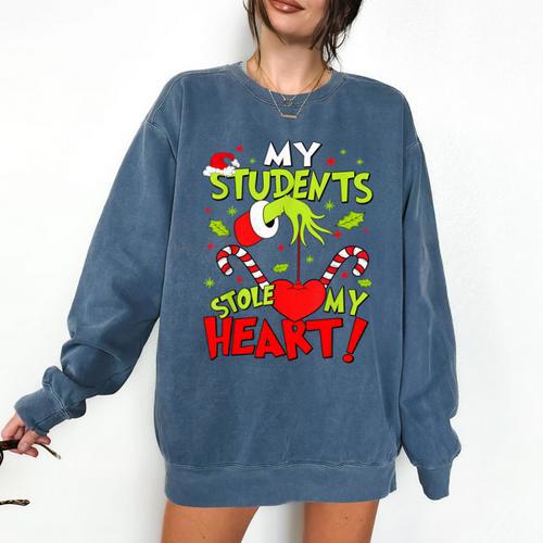 My Students Stole My Heart Teacher Holiday Merry Christmas Comfort Colors Sweatshirt - teacherstshirts.com AU