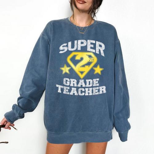 Super 2nd Grade Teacher Hero Comfort Colors Sweatshirt - teacherstshirts.com UK