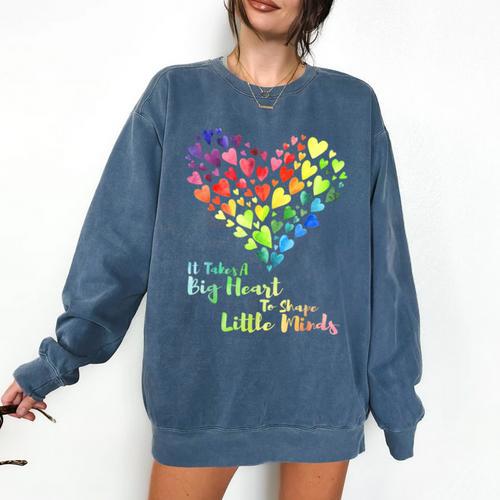 It Takes A Big Heart To Shape Little Minds Teacher Student Men Women Kids Comfort Colors Sweatshirt - teacherstshirts.com