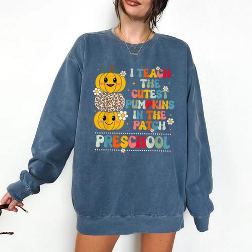 I Teach The Cutest Pumpkins Preschool Teacher Halloween Comfort Colors Sweatshirt - teacherstshirts.com UK