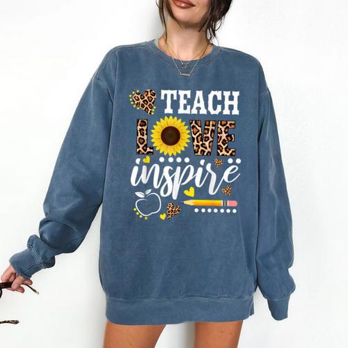 TEACH LOVE INSPIRE Teacher Sunflower Appreciation Comfort Colors Sweatshirt - teacherstshirts.com AU