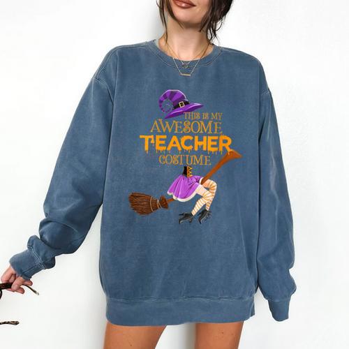 This Is My Teacher Costume Halloween Family Matching Group Comfort Colors Sweatshirt - teacherstshirts.com CA