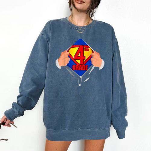 Teachers Are Superheroes 4th Grade Super Teacher Staff Men Women Comfort Colors Sweatshirt - teacherstshirts.com CA