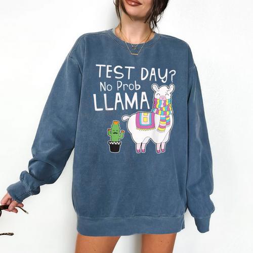 Teachers Testing Day Test Day No Prob Llama Teacher Comfort Colors Sweatshirt - teacherstshirts.com DE