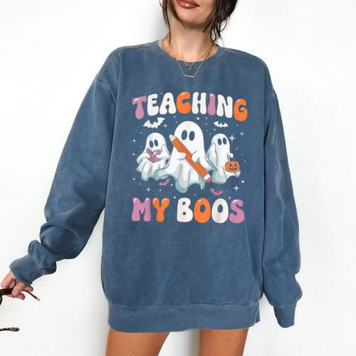 Teaching My Boos Teacher Cute Ghost Teacher Halloween Comfort Colors Sweatshirt - teacherstshirts.com AU