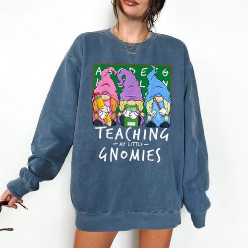 Teaching My Little Gnomies With Gnome For Teacher Women Comfort Colors Sweatshirt - teacherstshirts.com AU
