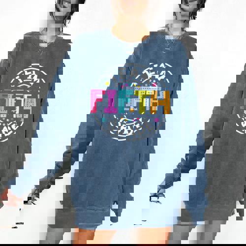 Team Fifth Grade Teacher Back To School 5th Grade Squad Kids Comfort Colors Sweatshirt - teacherstshirts.com