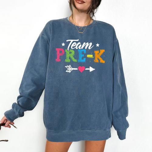 Team Pre-K Shirt PreSchool Teacher Student Back To School Comfort Colors Sweatshirt - teacherstshirts.com DE