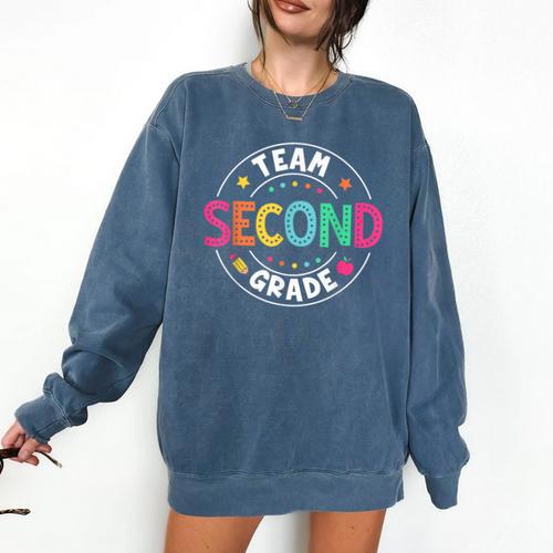 Team Second Grade Teacher Back To School 2nd Grade Squad Comfort Colors Sweatshirt - teacherstshirts.com