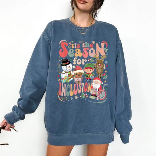 Tis The Season For Inclusion Christmas Sped Teacher Comfort Colors Sweatshirt - teacherstshirts.com DE