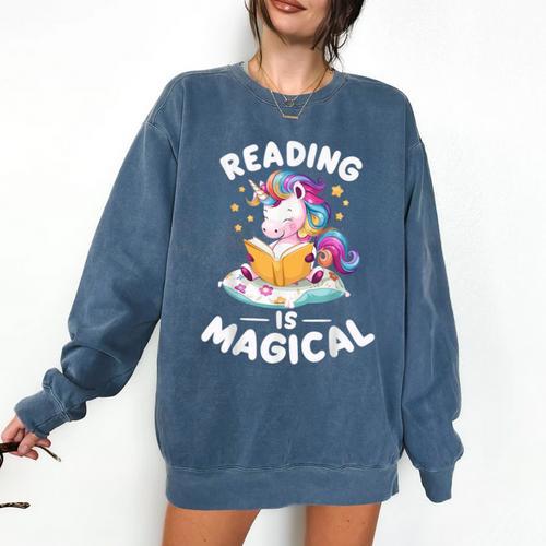 Unicorn Teacher Reading Is Magical Book Comfort Colors Sweatshirt - teacherstshirts.com CA