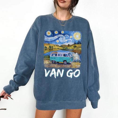 Van Go Retro Vanlife Art Teacher Comfort Colors Sweatshirt - teacherstshirts.com UK