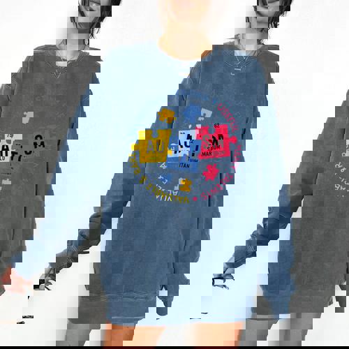 Autism Awareness Shirt Periodic Puzzle Science Teacher Men Women Kids Comfort Colors Sweatshirt - teacherstshirts.com