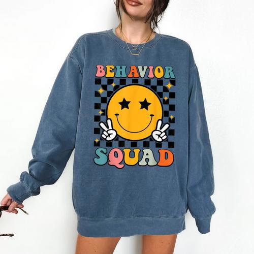 Behavior Squad Specialist Analyst Behavior Teacher Retro Comfort Colors Sweatshirt - teacherstshirts.com