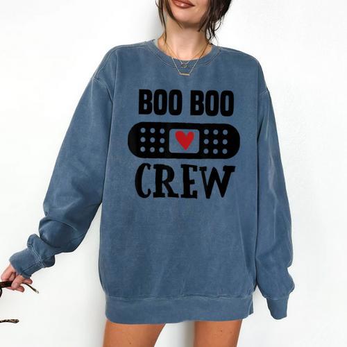 Boo Boo Crew First Aid School Nurse Day Care Teacher Comfort Colors Sweatshirt - teacherstshirts.com