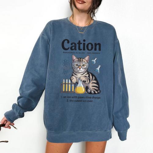 Cation Shirt Cat Science Chemistry Teacher Chemist Pun Comfort Colors Sweatshirt - teacherstshirts.com AU