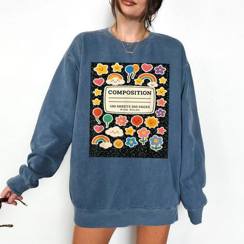 Composition Notebook Costume Teacher Matching Halloween Book Comfort Colors Sweatshirt - teacherstshirts.com DE