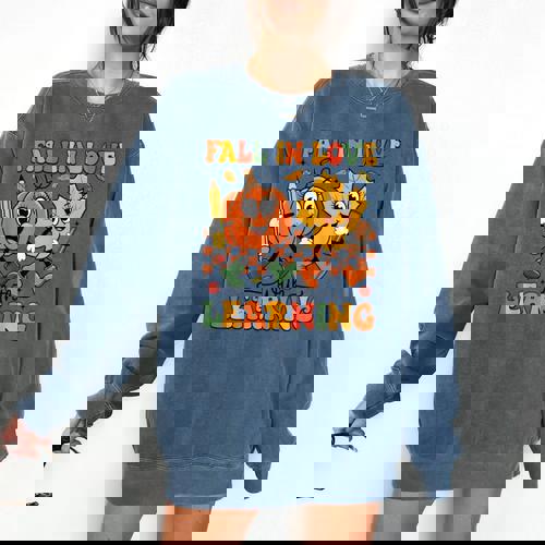 Fall In Love With Learning Thanksgiving Teacher Student Comfort Colors Sweatshirt - teacherstshirts.com